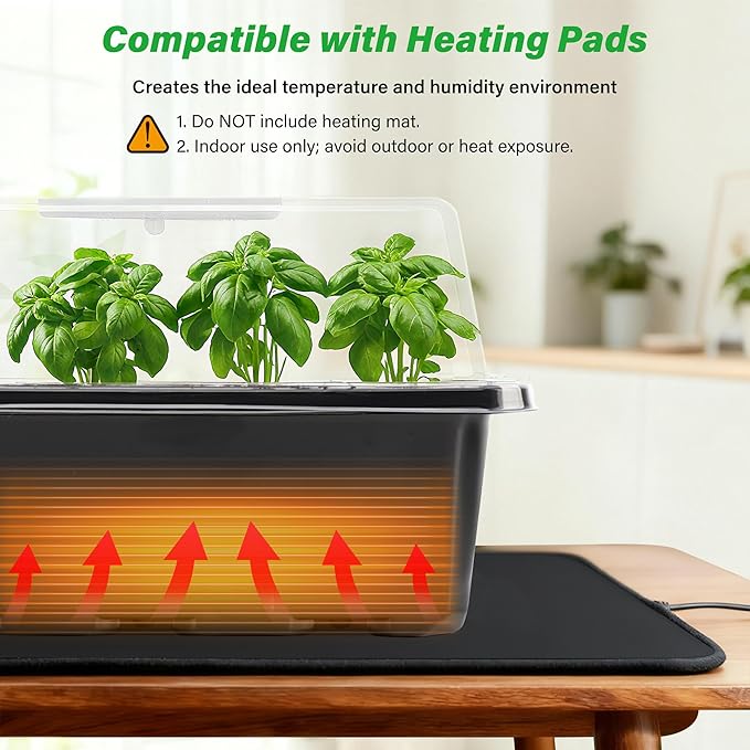 Bonviee 5-Pack Seed Starter Tray Seedling Kits,Plant Starter Kit with Adjustable Humidity Dome and Base Indoor Greenhouse Mini Propagator for Seeds Growing Starting (12 Cells per Tray,Black) - Image 6