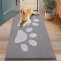 Smiry Dog Door Mat for Muddy Paws, Absorbs Moisture and Dirt, Low-Profile Entryway Mat with Non-Slip Backing, Entry Indoor Outdoor Doormat for Inside Floor (48x30 Inches, Light Grey, Paw) by Smiry
