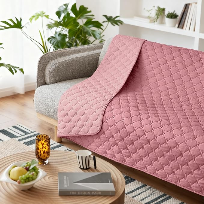 gogobunny 3X Stronger Waterproof Pet Blanket, Scratch Proof Furniture Protector for Dogs Cats, Reversible Cover 68x82 Inch, Dark Pink/Light Pink - Image 5