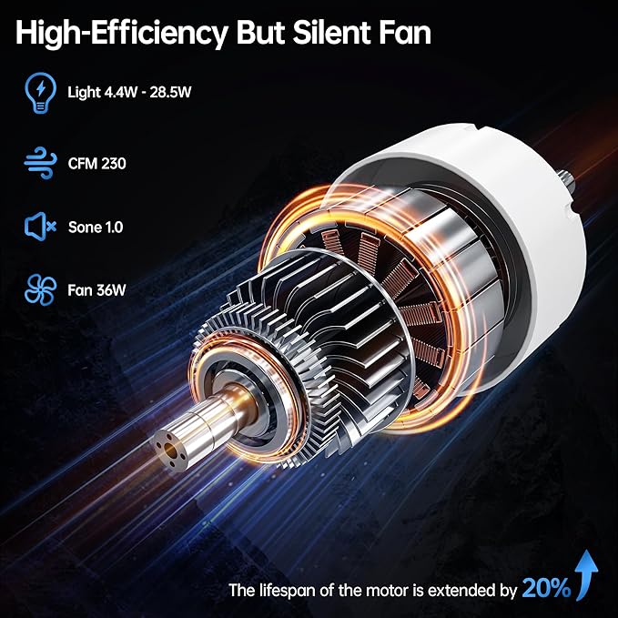 Bathroom Exhaust Fan with Bluetooth Speaker, 230 CFM 1.0 Sone Bathroom Exhaust Fan with Light, 3 Dynamic Light, 7 LED Color, 3 Color Temperatures, Nightlight,Remote, Easy Install (White) - Image 9