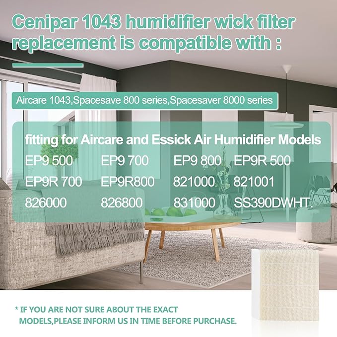 1043 Super Humidifier Wick Filter Replacement Compatible with Essick Air AIRCARE Model EP9500 EP9700 EP9800 EP9R500 EP9R700 EP9R800 821000 821001 826000 and Bemis 800 8000 Series By Cenipar - Image 5