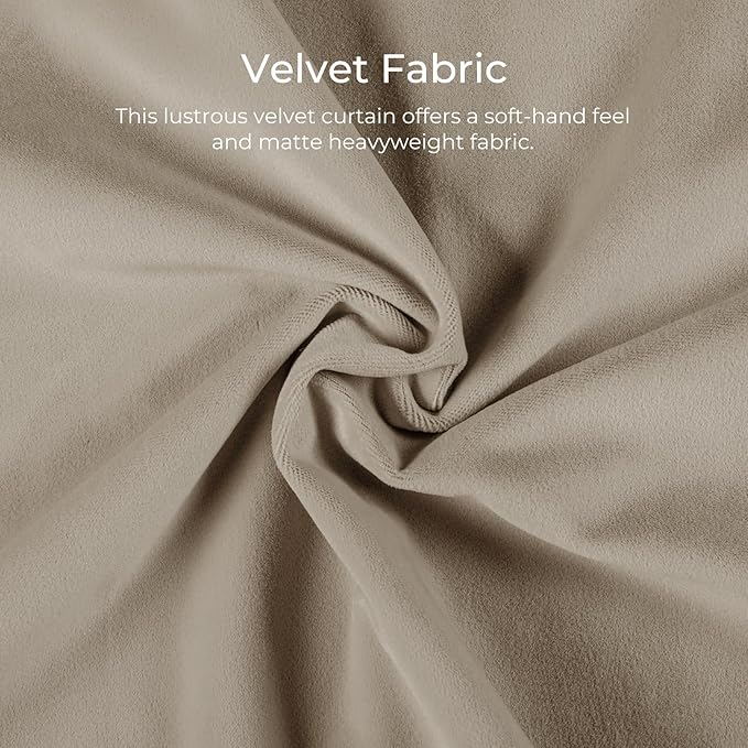 TWOPAGES Luxury Velvet Curtain Pinch Pleated Light Khaki Curtain 102 inch Long Thermal Insulated Blackout Drapes for Bedroom Living Room Indoor Window (1 Panel,Light Khaki,26Wx102L) - Image 3