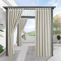 RYB HOME Outdoor Curtains for Patio Waterproof Tab Top Block Sunlight Thermal Insulated Privacy Assured Thick Outside Curtains for Porch, Pergola, Pool, W52 x L84, Natural, 1 Panel by RYBHOME
