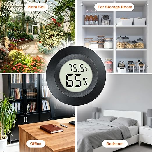 2 Pack Hygrometer Thermometer Mini Digital LCD Monitor Indoor/Outdoor Humidity Meter Gauge Temperature for Humidifiers Dehumidifiers Greenhouse Reptile Humidor Fahrenheit/Celsius(℉/℃) by QPEUIM - Image 5