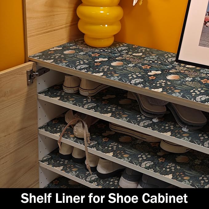 Vintage Floral Non-Slip Shelf Liner, 16IN x 10FT Non-Adhesive and Strong Non-Slip Floral Shelf Cabinet Drawer Liners for Kitchen, Waterproof Cupboard Liners,Easy to Clean,Dark Green - Image 8