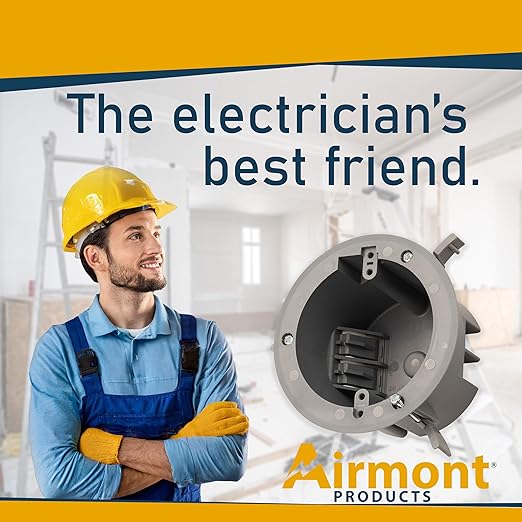 (Pack of 1) 4'' Old Work Round Electrical Box, One-Gang Grey PVC Junction Box, 18 Inch Capacity, Round Ceiling Remodel Box with Built-in Mounting Tabs, Three Mounting Wings, 2-Hour Fire Rated Walls - Image 9