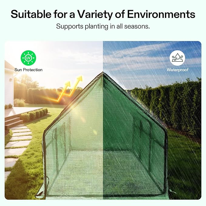 VIVOSUN Portable Mini Greenhouse 94.5x36x36-Inch Tunnels, PE Cover with Roll-up Zipper Door, for Indoor Outdoor or Garden Plant Growing - Image 4