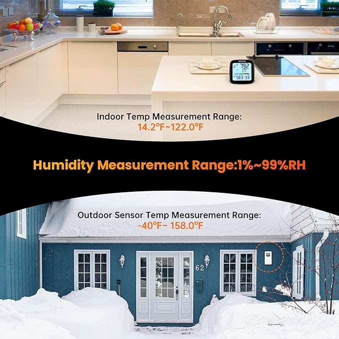 SMARTRO SC92 Professional Indoor Outdoor Thermometer Wireless Digital Hygrometer Room Humidity Gauge Temperature and Humidity Meter Pro Accuracy Calibration - Image 4