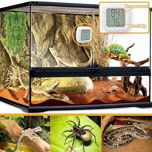 2 PCS Reptile Thermometer and Humidity Gauge With On-Off, Tank Accessories for Jumping Spider, Leopard Gecko, Hermit Crab, Ball Python, Lizard - Image 2