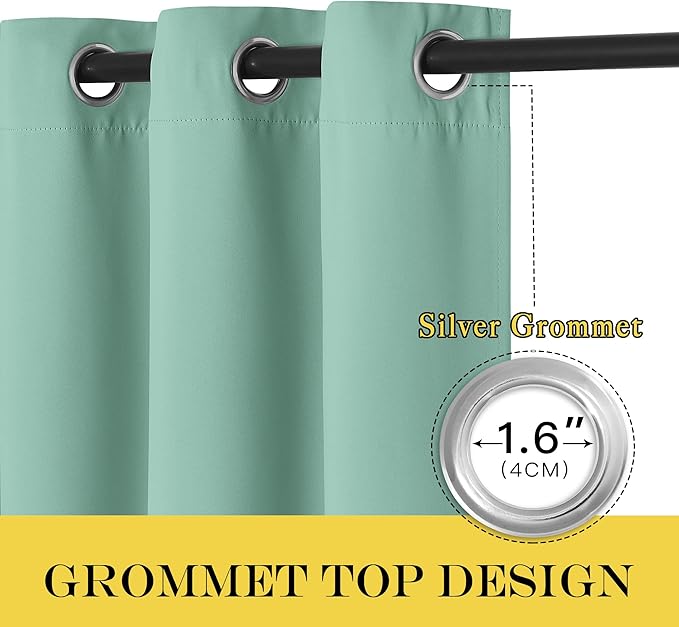 NICETOWN Sliding Door Curtain 108 Inches Long - Blackout Thermal Insulated Grommet Room Divider Privacy Drape for Patio Glass Door, 1 Panel, Aqua Blue, 100 Inch Extra Wide - Image 5