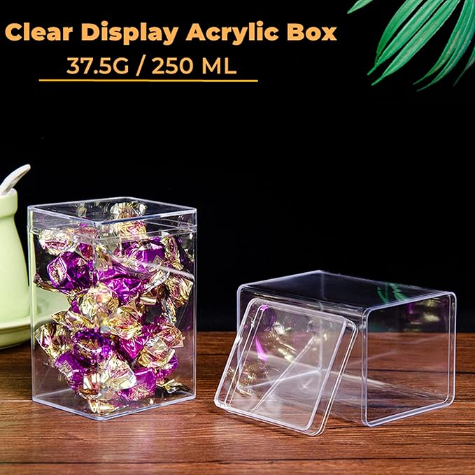 Acrylic Box Clear Display Box with Lid 4 Pieces Small Storage Square Cube Plastic Containers Jewelry Storage Candy Box Wedding Valentine's Day Party Favor Boxes 3.74x2.55x2.16Inch - Image 5