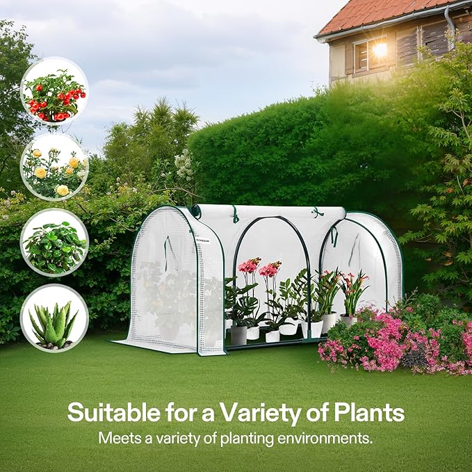 VIVOSUN Portable Mini Greenhouse 47x23x23-Inch Tunnels, PE Cover with Roll-up Zipper Door, for Indoor Outdoor or Garden Plant Growing, White - Image 7
