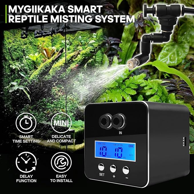 Reptile Smart Mister, Reptile Humidifiers Misting System Automatic with Timer, Terrariums Humidifier with 360°Adjustable Misting Nozzles, Spray Kit for Rainforest Plants Amphibian - Image 2