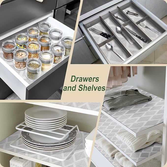 Shelf and Drawer Liner for Kitchen Cabinets 24In x 30FT Non-Adhesive Shelf Liner Non-Slip Strong Grip Cabinet Liner Waterproof Thickened Easy to Clean Drawer Mats Protect Pantry, Tool Box, Dresser - Image 9