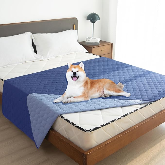 gogobunny 100% Double Sided Waterproof Dog Blanket Soft Pet Bed Cover Reversible Protect Furniture Couch Sofa Car for Puppy Large Dog Cat (Dark Navy/Light Navy, 82x120 Inch (Pack of 1)) - Image 8