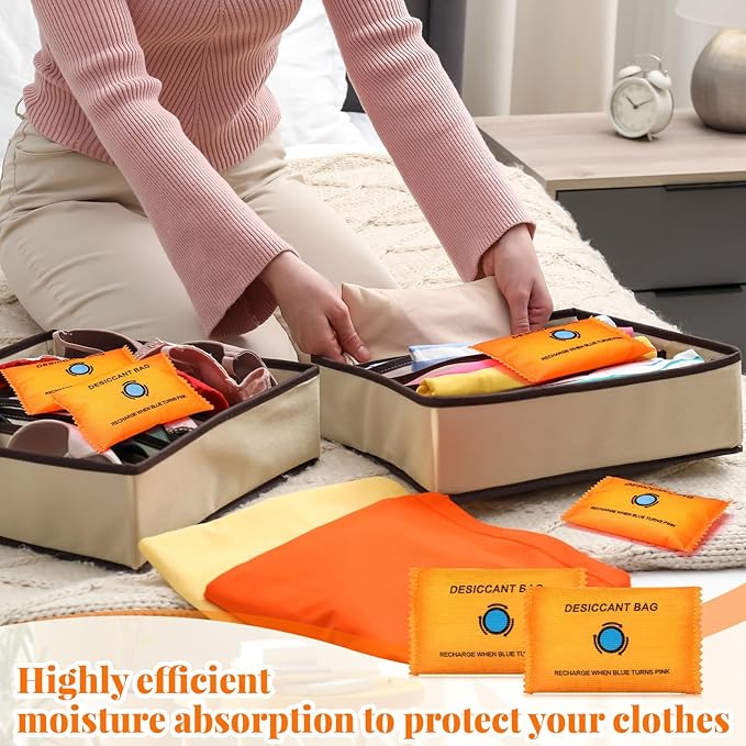 5 Packs 100g Rechargeable Desiccant Moisture Absorbing Bag for Storage Bin Silica Gel Dehumidifier Bag Reusable Indicating Desiccant Packet for Car Home Closet - Image 6