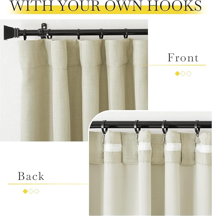 NICETOWN Room Darkening Bedroom Curtains 84 inches Long, Pinch Pleated Curtains Faux Linen Blend Light Blocking Noise Canceling Thermal Drapes for Living Room, Linen Beige, W52 x L84, 2 Panels - Image 7