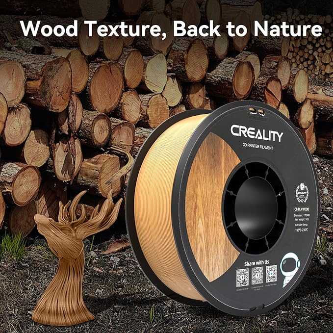 Creality Wood Filament PLA, Dark Brown PLA Filament 1.75mm, Dimensional Accuracy +/- 0.03mm, Warp-Free and Clog-Free, 1KG Spool (2.2 lbs), Fit for 99% 3D Printers - Image 4