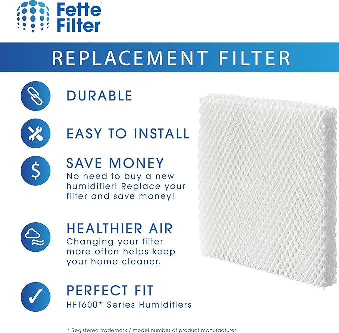Fette Filter - Filter T Humidifier Wicking Filters Compatible with Honeywell HFT600T HFT600PDQ for Honeywell Tower Humidifier HEV615 Series & HEV620 Series. Includes 2 Replacement Filters. - Image 4