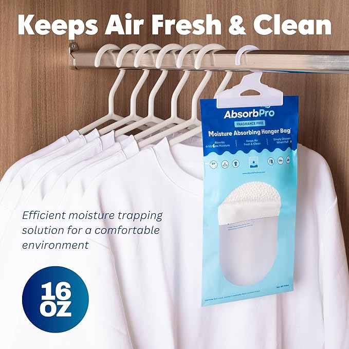 Moisture Absorbing Hanger Bag Fragrance Free - 3-Pack - 16 oz Hanging Dehumidifying Packs for Home, Kitchen, Bedroom, Bathroom, Closet, Small Rooms, Cars - Image 2