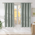 NICETOWN Sage Green Faux Linen Room Darkening Rod Pocket Curtains 63 inch Length, W42 x L63, Light Blocking Thermal Insulated Noise Reducing Drapes for Bedroom Living Room Farmhouse Decor, 2 Panels by NICETOWN