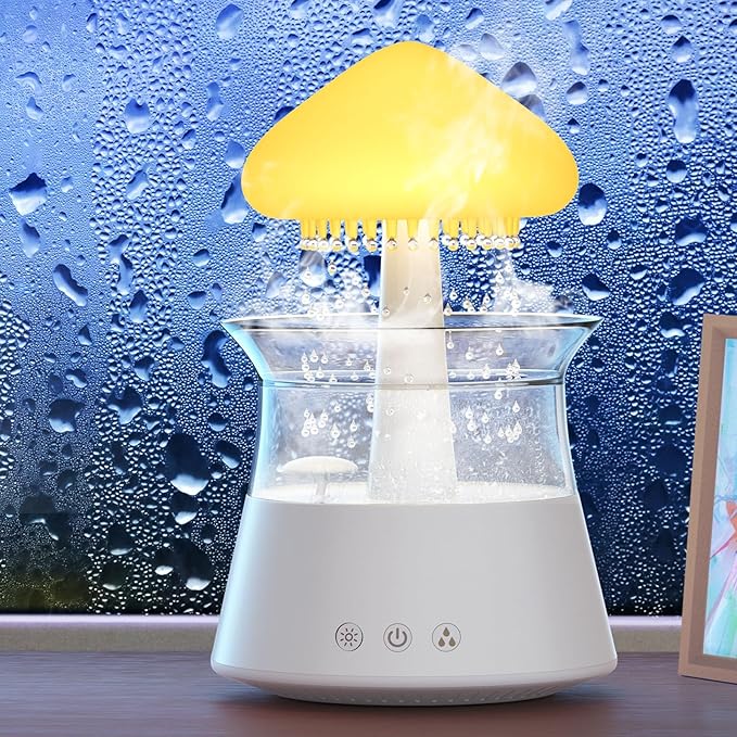 Diffuserlove Cloud Humidifier Rain Water Drip Diffuser Humidifier with Remote Waterfall Lamp Mushroom Humidifier Rain Sounds White Noise Humidifier Air Humidifiers for Bedroom Desk - Image 7