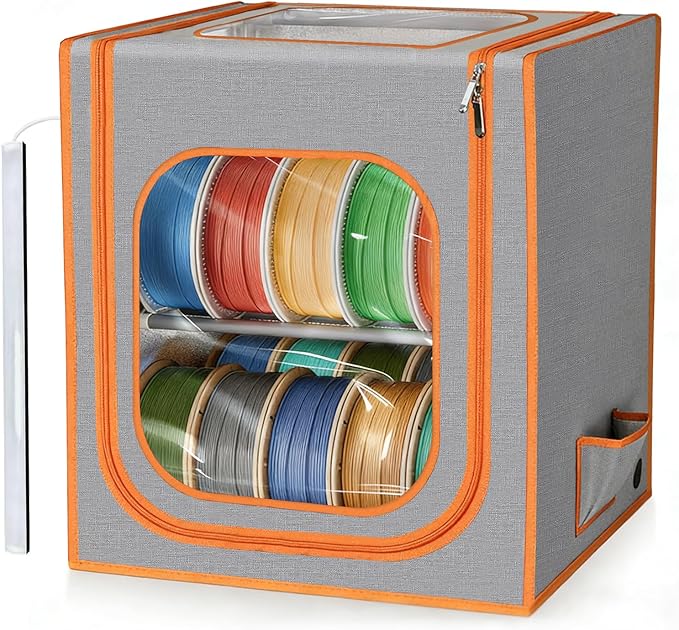 3D Printer Filament Storage Box- 2 Tiers Metal Filament Storage Rack with Trans Cover,with LED Strip Lights Holds Up to 24 Rolls of Filaments for Home, Studio，Waterproof & Dustproof Filament Tent by Specializedin3DPrinterUpgradeAccessories