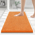Smiry Luxury Chenille Bathroom Rugs 24x16, Extra Soft and Absorbent Shaggy Bath Mat, Machine Washable, Non-Slip Plush Carpet Runner for Tub, Shower, and Floor, Home Decor Accessories, Orange by Smiry