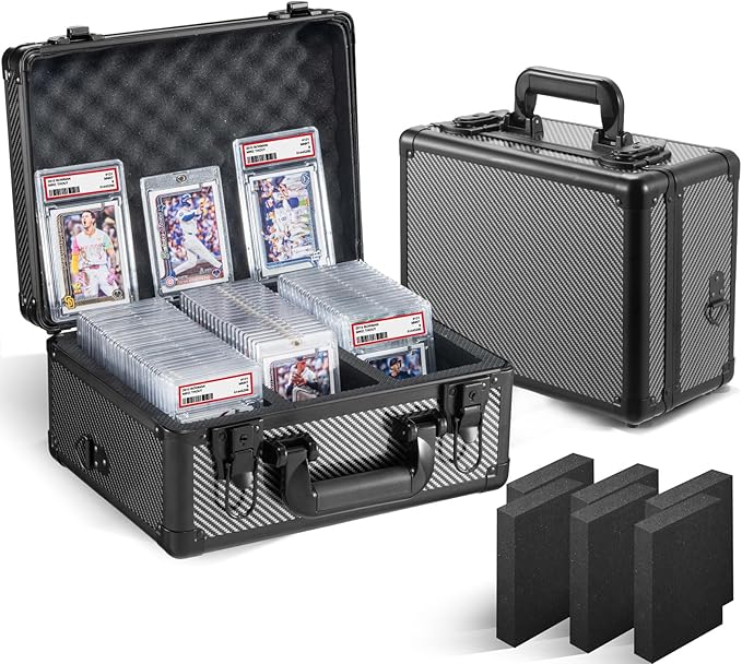 Graded Card Storage Box, Trading Cards Slab Carrying Case, 3 Row Hard Sports Cards Holder Boxes with 6 Dividers Fits for PSA BGS SGC Top Loaders Collection by Unknown
