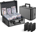 Graded Card Storage Box, Trading Cards Slab Carrying Case, 3 Row Hard Sports Cards Holder Boxes with 6 Dividers Fits for PSA BGS SGC Top Loaders Collection by Unknown