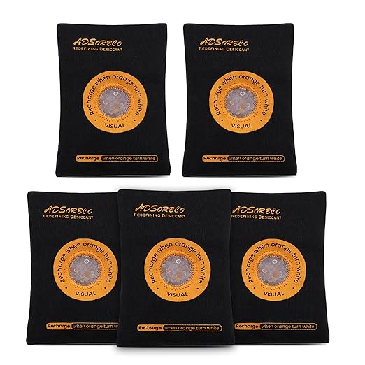 ADSorbco 100 Gram (5 Pack) Rechargeable Desiccant Packs for Storage, Rechargeable Silica Gel Packets, Color Indicating Desiccant Packs for Suitcase, Storage Bins, 3D Filaments, Electronics, Cars by SorbcoPackagingLLC