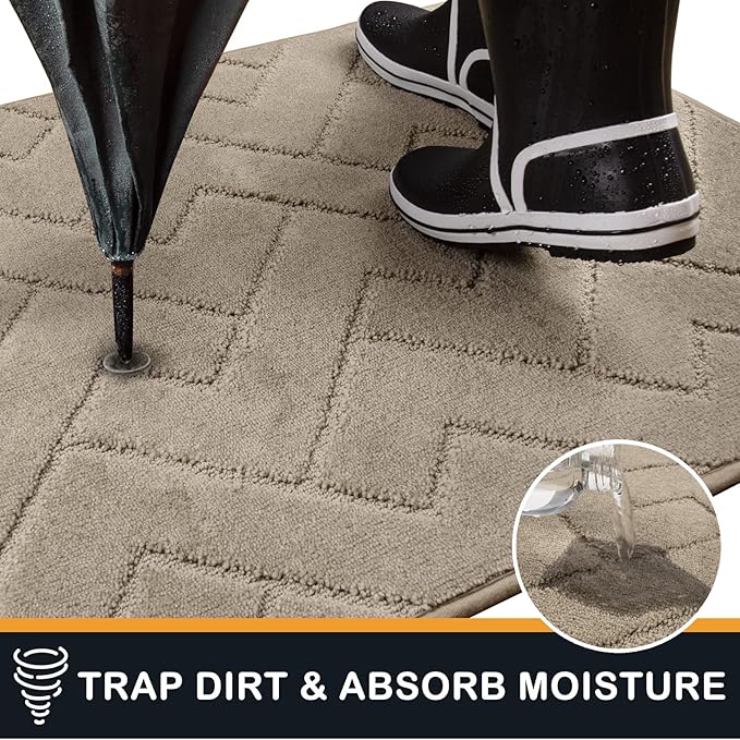 PURRUGS Dirt Trapping Door Mat 24" x 35.5", Non-Slip Machine Washable Entry Rug, Dog Doormat, Indoor Front Door Mat, Super Absorbent Entryway Rug for Muddy Shoes & Paws, Taupe - Image 5