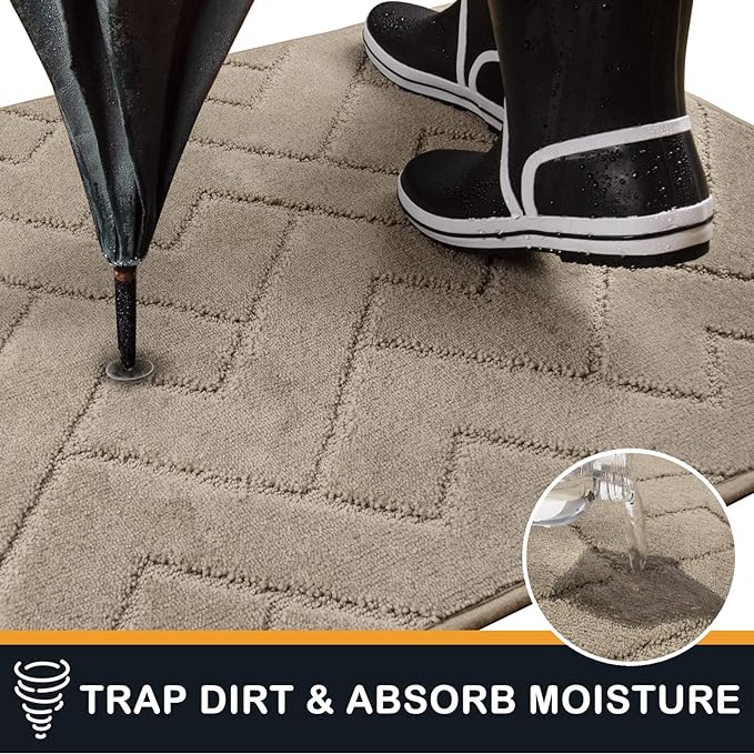 PURRUGS Dirt Trapping Door Mat 34" x 59", Non-Slip Machine Washable Entry Rug, Dog Doormat, Indoor Front Door Mat, Super Absorbent Entryway Rug for Muddy Shoes & Paws, Taupe - Image 5
