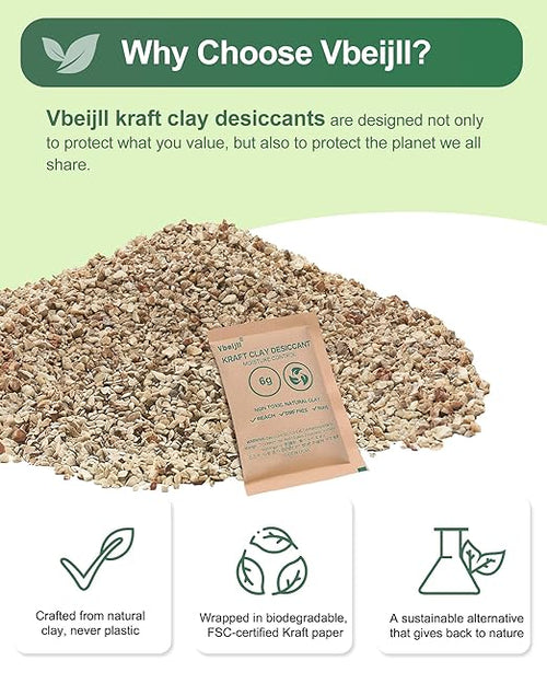 100 Gram (15 Pack) Kraft Clay Desiccants Packs, Premium Food Grade Desiccant - Rechargeable Moisture Absorbers for Food Storage, Electronics, 3D Filament & Safes - Image 2