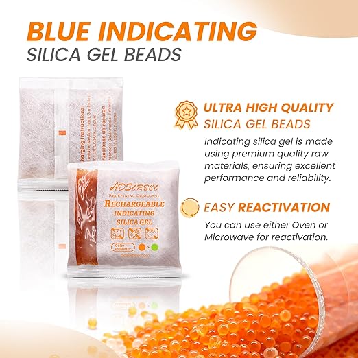 Adsorbco Rechargeable Desiccant, Indicating Silica Gel Packets, Moisture Absorbers for Storage, Gun Safe Dehumidifiers (400, 1g) - Image 7