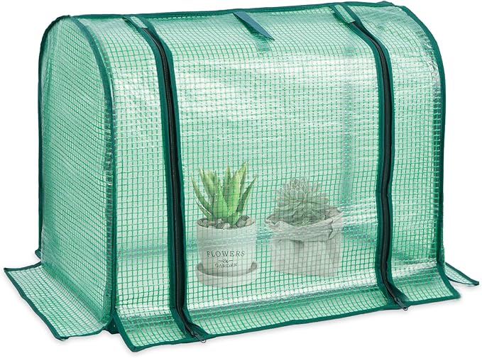 Mini Greenhouse Indoor, Tabletop Garden Nursery Plant Cover Tent Humidity Domes for Home Gardening Germination and Seedling Propagation, 23x12x16.5 Inches, Green Cover by SUMGROW