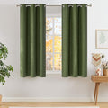 NICETOWN Short Faux Linen Froest Green Blackout Curtains 63 inches Long for Kitchen - Privacy Panels for Living Room Bedroom, Modern Farmhouse Style Easy Care Grommet Top, 2 Panels, W42 by L63 by NICETOWN