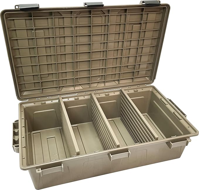 MTM ACDC50, Divided Ammo Crate Utility Box, Water Resistant, Ammo Storage Box, Lockable Storage Keeping Ammo Safe, Survival or Hunting gear, Made in USA, Dark Earth by MTMCase-Gard