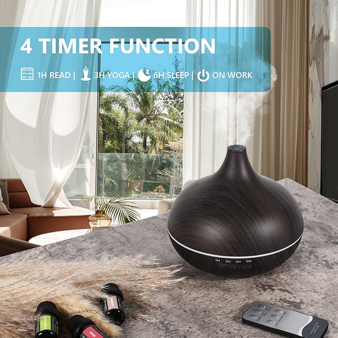 SACATR Aroma Diffiser with Essential Oils Set, 550 ML Essential Oil Diffuser with Remote, Ultrasonic Technology Aromatherapy Diffusers Auto Shut-Off for Office, Home - Image 4