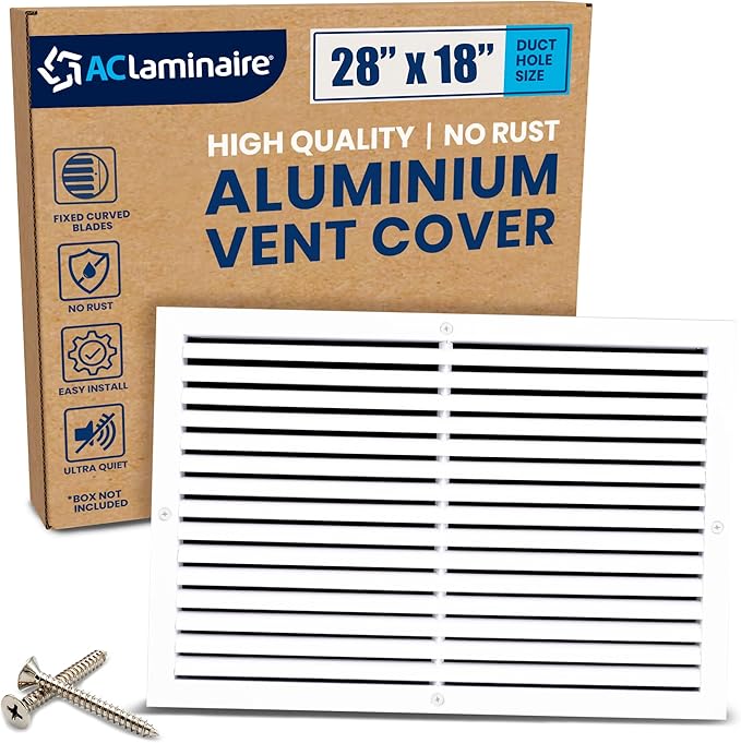 28x18 Inch (Duct Opening) Air Return Vent Cover Decorative – Premium Aluminum AC Vent Cover for Ceiling & Wall, Rustproof Grille, Ideal for Home HVAC Grille, Durable & Easy to Install by ACLAMINAIRE by LAMINAIRE