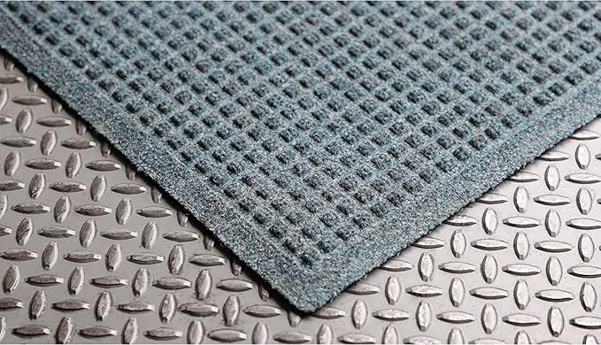 WaterHog Squares Front Door Mat Indoor Outdoor Entrance, Absorbent All-Weather Doormat with Non-Slip Rubber Backing, Dirt & Moisture Trapper, Low Profile, Easy Clean, Made in USA, 23"x35.5" Bluestone - Image 6