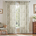 jinchan Linen Blend Floral Curtains for Living Room 90 Inch Length Farmhouse Printed Curtain Rod Pocket Back Tab Sage Green Peony Flower Patterned Drapes Bedroom Curtains Set 2 Panels by JINCHAN