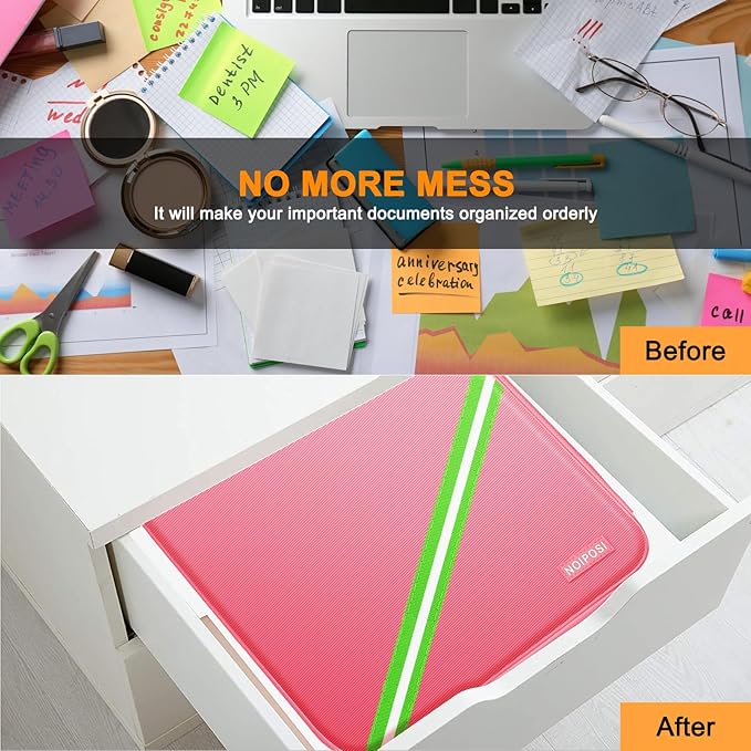 Document Organizer with 5200℉ Heat Insulated, 16.1"x11.4"x4.3" Waterproof and Fireproof Document Box with Lock, Home Strong Fireproof Safe Storage Box for Legal Size Documents and File，Pink - Image 6