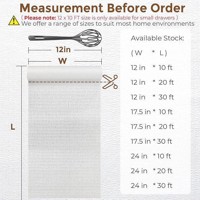 COAVAS Extra Grip Thickened Shelf and Drawer Liner - Non-Adhesive Non-Slip Waterproof Mats for Kitchen Cabinets, Drawers, Shelves, Dresser & Cupboard, Easy Cut DIY (White, 12IN x 10FT) - Image 9