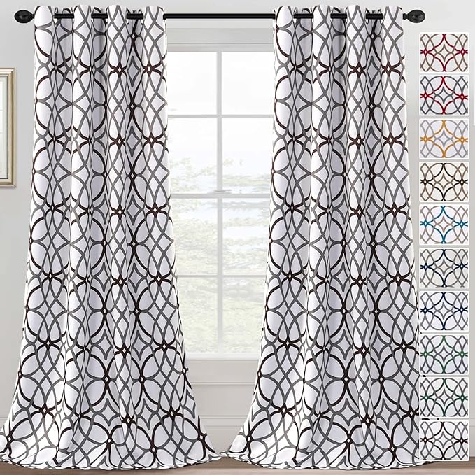 H.VERSAILTEX Blackout Curtains 108 inch Length 2 Panels Set Thermal Curtains & Drapes Window Treatment Noise Reducing Geometric Modern Grommet Living Room Curtains for Bedroom - Brown and Gray by HVERSAILTEX