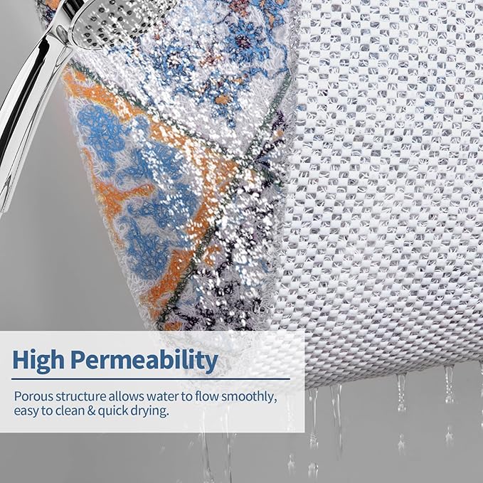 HOMBYS Square Shower Mat Non Slip 27x27 in,Shower Mat with Drain Hole in Middle,Shower Floor Mats for Inside Shower,PVC Loofah Shower Stall Mat,Secure in Shower Mat,Boho Bath Mats for Shower - Image 5