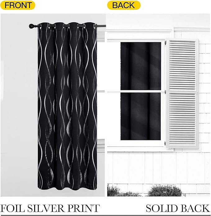 NICETOWN Black Out Floral Curtain Panels 84 inches Long - Light Reducing Thermal Insulated Grommet Blackout Patterned Panels/Drapes for Living Room/Nursery/Kids Room (Set of 2, W52 by L84) - Image 6