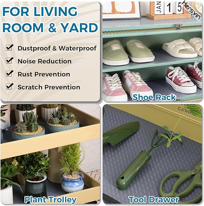 Hersvin Shelf Liners 20 in x 20 ft EVA Drawer Mats, Non-Adhesive Cupboard Pad, Kitchen Cabinet Lining Fridge Cushion (Gray Crossed Stripe, 50.8x610cm) - Image 9