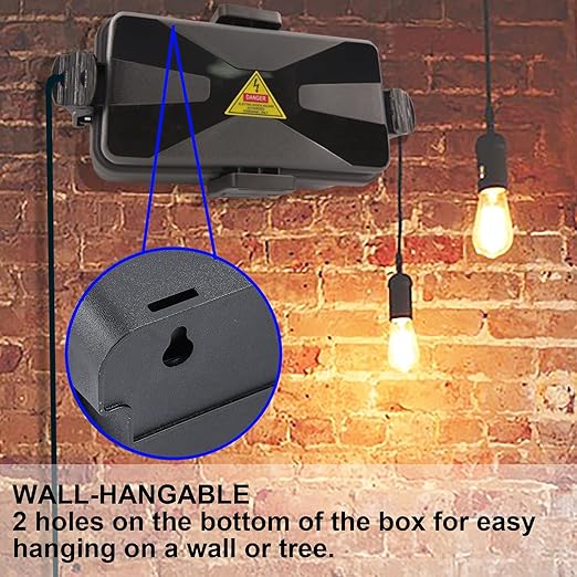 Outdoor Electrical Box Waterproof IP54 Black Outdoor Extension Cord Cover(Inner 6.5 x 3.5 x 2.2inch), Wall-Hangable Waterproof Box for Plug, Halloween, Christmas String Lights (1 PCS Black) - Image 6