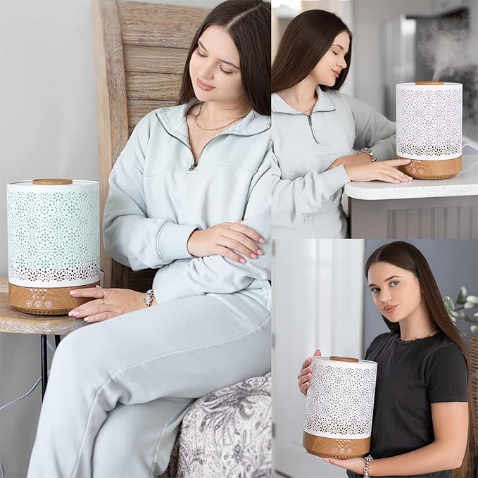 BlueHills 2500 ML Humidifier with Essential Oil Diffuser Combo Aroma Home Décor Design for Large Bed Bath Kids Baby Living Rooms Big Capacity LED Lights Scent Ultrasonic Cool Mist Wood Grain F006 - Image 2
